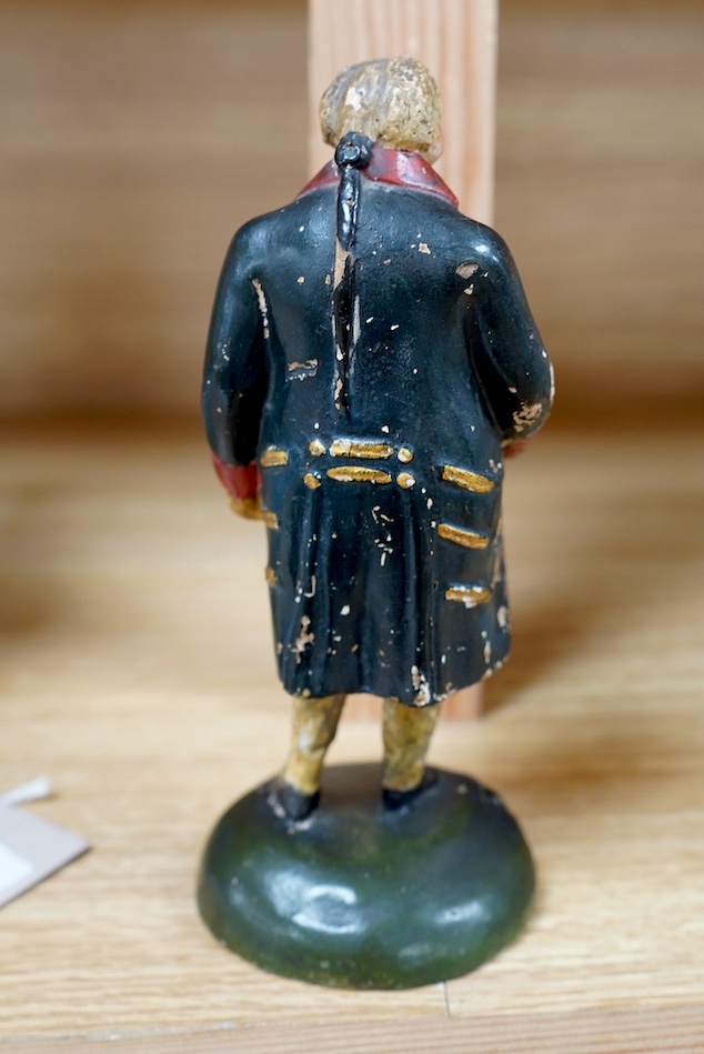 A painted plaster figure of George III by Lucius Gallagan, 17cm. Condition - poor to fair